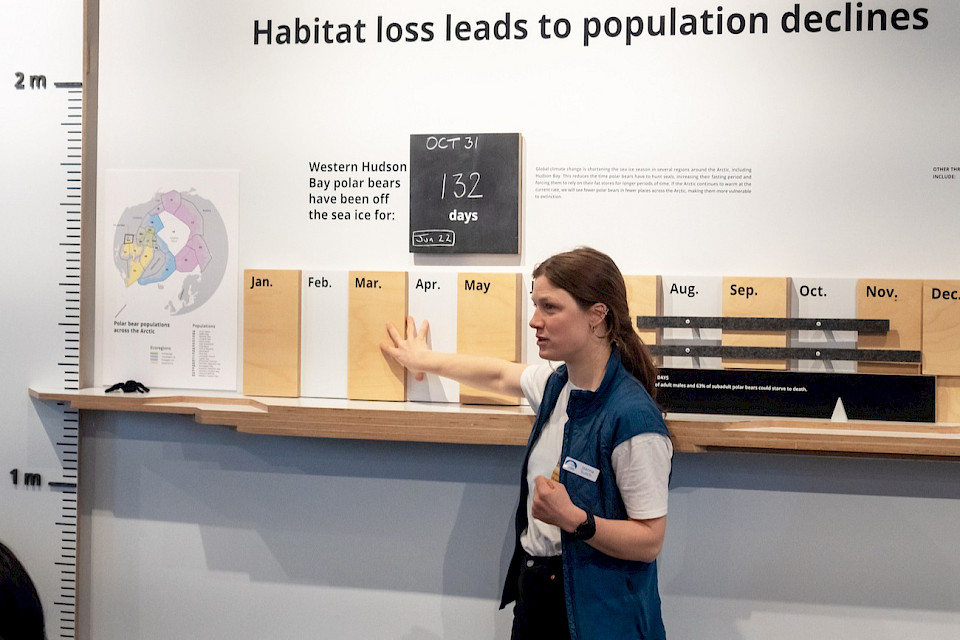 Joanna Sulich answers questions at the Polar Bears International House in Churchill - Kieran McIver